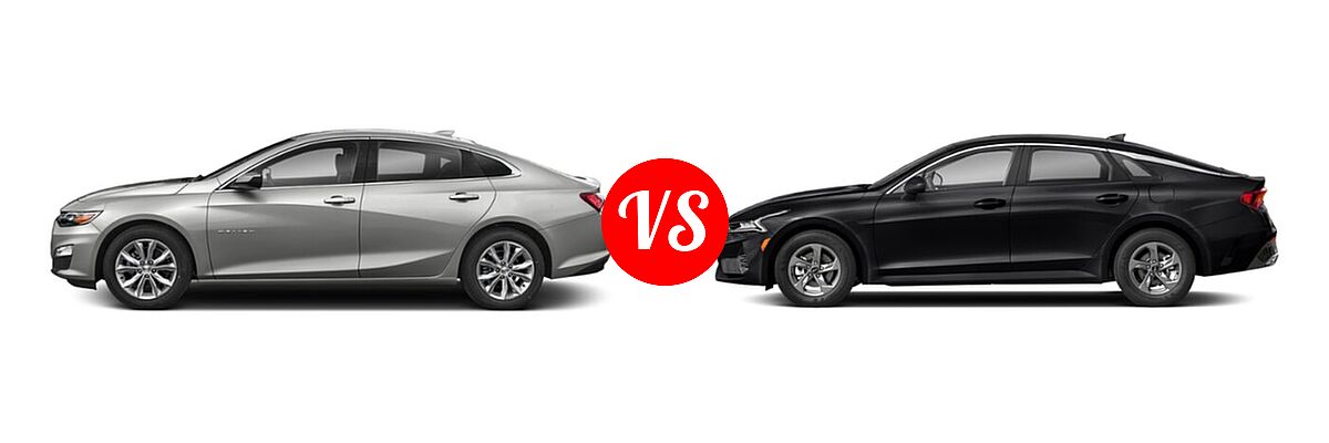 2021 Chevrolet Malibu Sedan LT vs. 2021 Kia K5 Sedan GT / LX / LXS - Side Comparison