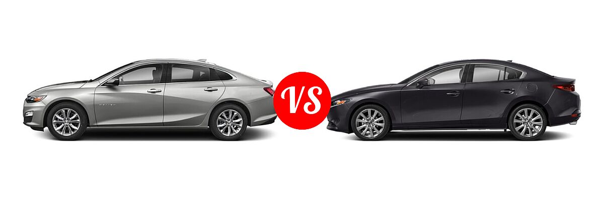 2021 Chevrolet Malibu Sedan LT vs. 2021 Mazda 2 Sedan Preferred - Side Comparison