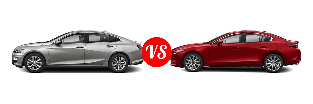 2021 Chevrolet Malibu Sedan LT vs. 2021 Mazda 2 Sedan Preferred - Side Comparison