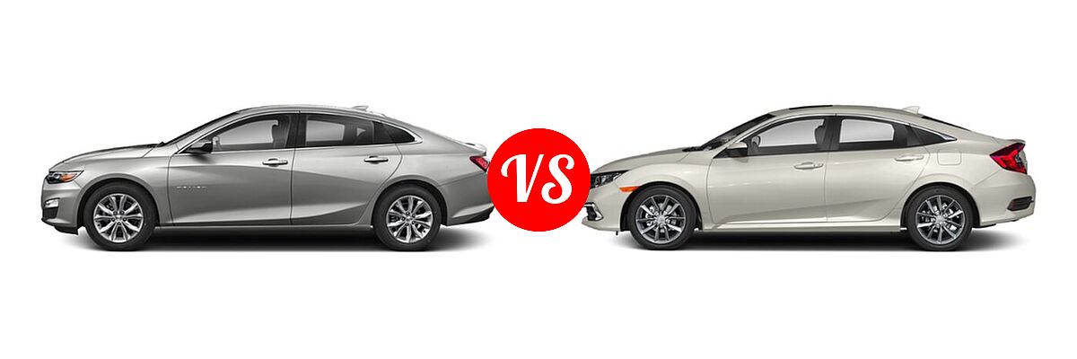 2021 Chevrolet Malibu Sedan LT vs. 2021 Honda Civic Sedan EX - Side Comparison