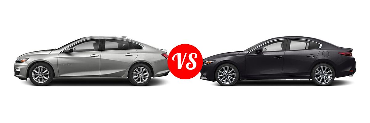 2021 Chevrolet Malibu Sedan LT vs. 2021 Mazda 2 Sedan Select - Side Comparison