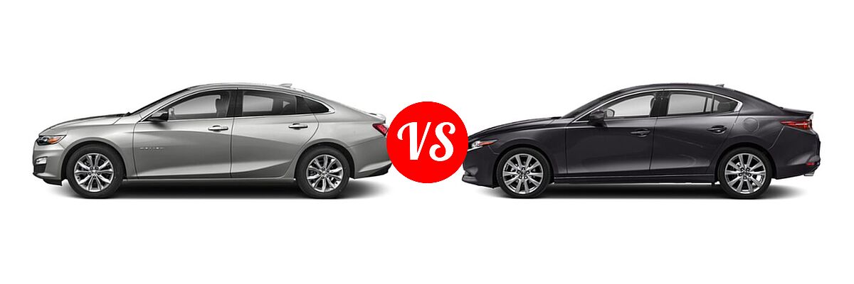 2021 Chevrolet Malibu Sedan LT vs. 2021 Mazda 2 Sedan Premium - Side Comparison
