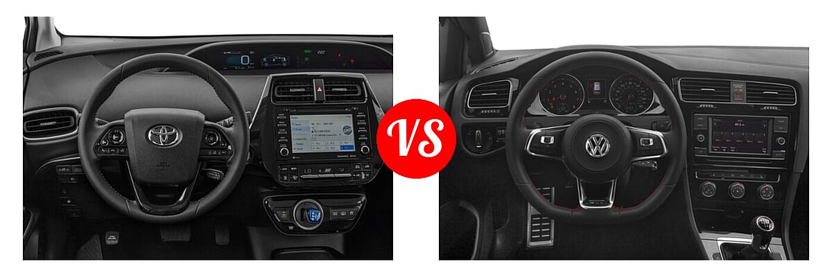 2021 Toyota Prius Prime Hatchback PHEV LE / XLE vs. 2021 Volkswagen Golf GTI Hatchback S - Dashboard Comparison