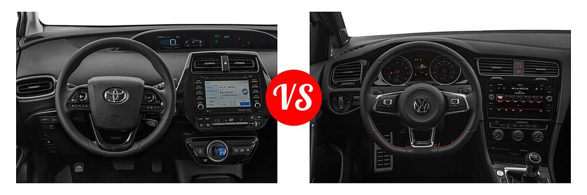 2021 Toyota Prius Prime Hatchback PHEV LE / XLE vs. 2021 Volkswagen Golf GTI Hatchback Autobahn / SE - Dashboard Comparison