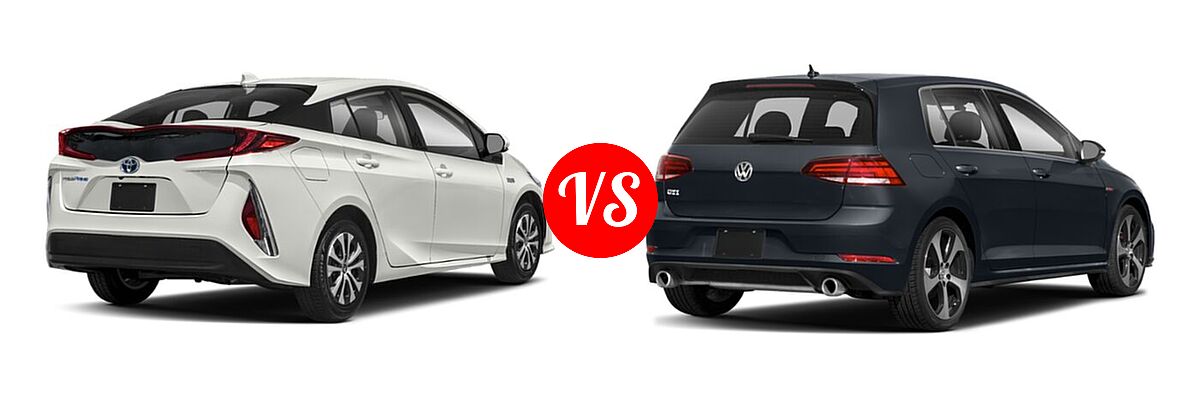 2021 Toyota Prius Prime Hatchback PHEV LE / XLE vs. 2021 Volkswagen Golf GTI Hatchback S - Rear Right Comparison