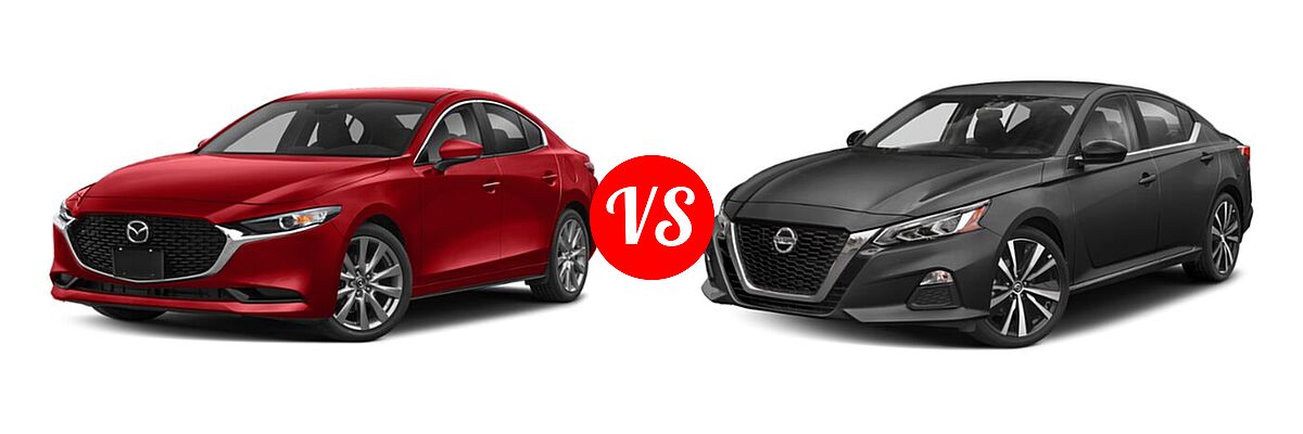 2021 Mazda 2 Sedan Preferred vs. 2021 Nissan Altima Sedan 2.0 SR / 2.5 SR - Front Left Comparison