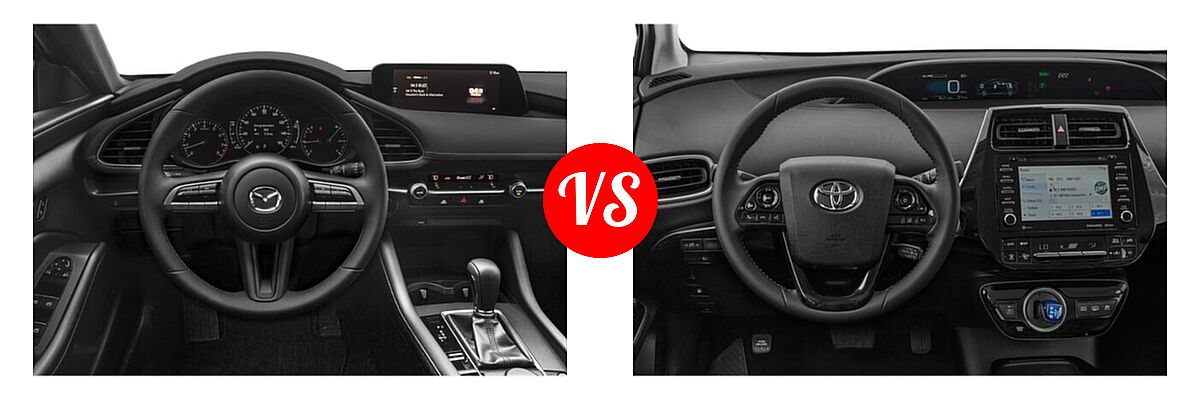 2021 Mazda 3 Hatchback 2.5 S vs. 2021 Toyota Prius Prime Hatchback PHEV LE / XLE - Dashboard Comparison
