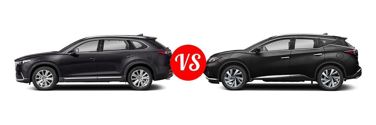 2021 Mazda CX-9 SUV Signature vs. 2021 Nissan Murano SUV Platinum / SL - Side Comparison