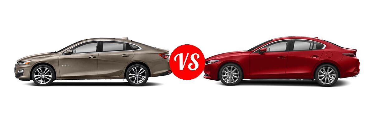 2021 Chevrolet Malibu Sedan Premier vs. 2021 Mazda 2 Sedan Preferred - Side Comparison