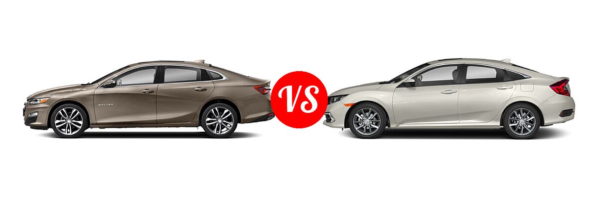 2021 Chevrolet Malibu Sedan Premier vs. 2021 Honda Civic Sedan EX - Side Comparison