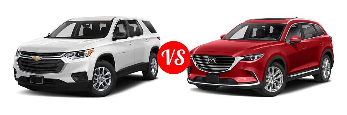 2021 Chevrolet Traverse SUV L / LS vs. 2021 Mazda CX-9 SUV Grand Touring - Front Left Comparison
