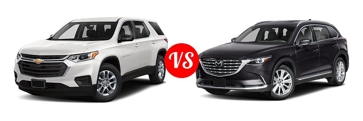 2021 Chevrolet Traverse SUV L / LS vs. 2021 Mazda CX-9 SUV Signature - Front Left Comparison