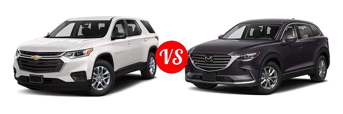 2021 Chevrolet Traverse SUV L / LS vs. 2021 Mazda CX-9 SUV Touring - Front Left Comparison