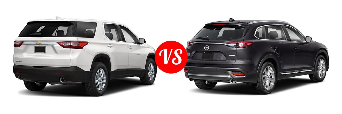 2021 Chevrolet Traverse SUV L / LS vs. 2021 Mazda CX-9 SUV Signature - Rear Right Comparison