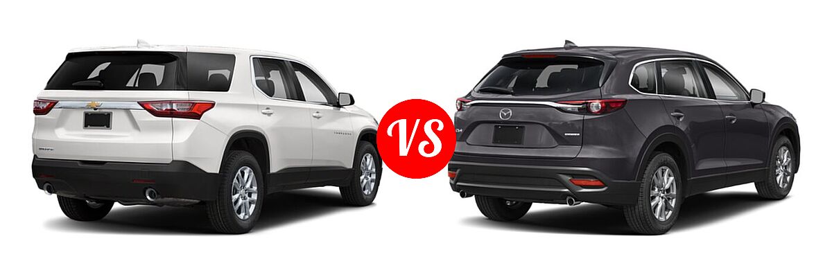 2021 Chevrolet Traverse SUV L / LS vs. 2021 Mazda CX-9 SUV Sport - Rear Right Comparison