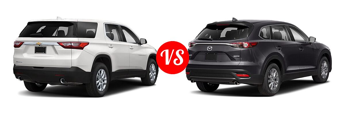 2021 Chevrolet Traverse SUV L / LS vs. 2021 Mazda CX-9 SUV Touring - Rear Right Comparison