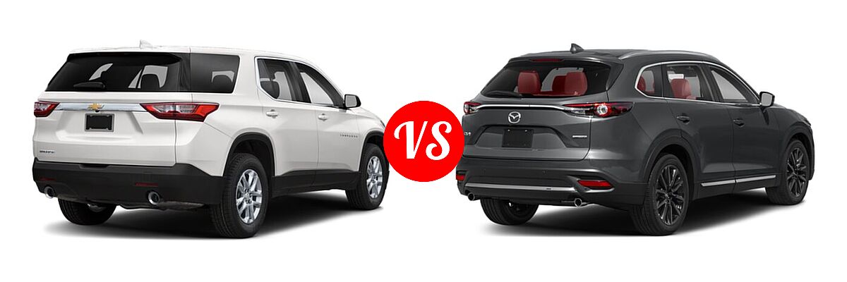 2021 Chevrolet Traverse SUV L / LS vs. 2021 Mazda CX-9 SUV Carbon Edition - Rear Right Comparison