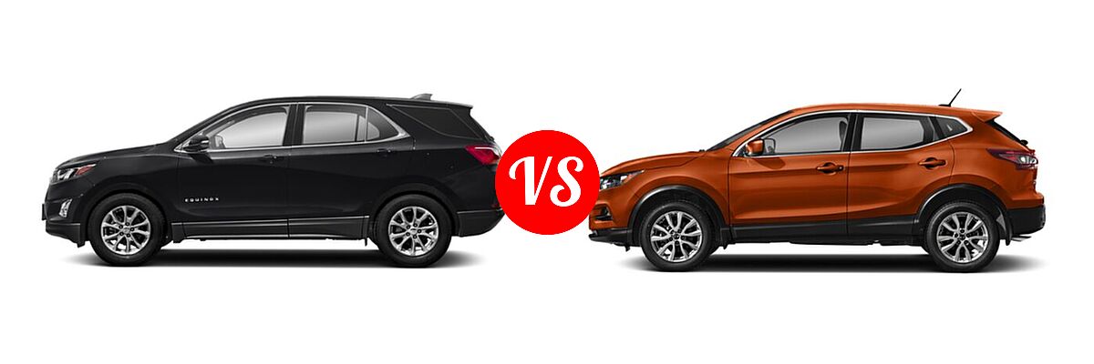 2021 Chevrolet Equinox SUV LT vs. 2021 Nissan Rogue Sport SUV S / SV - Side Comparison