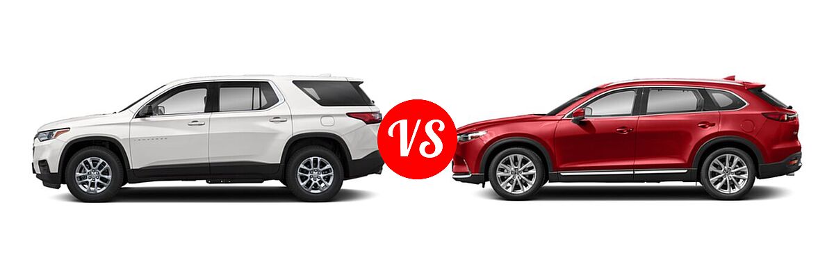 2021 Chevrolet Traverse SUV L / LS vs. 2021 Mazda CX-9 SUV Grand Touring - Side Comparison