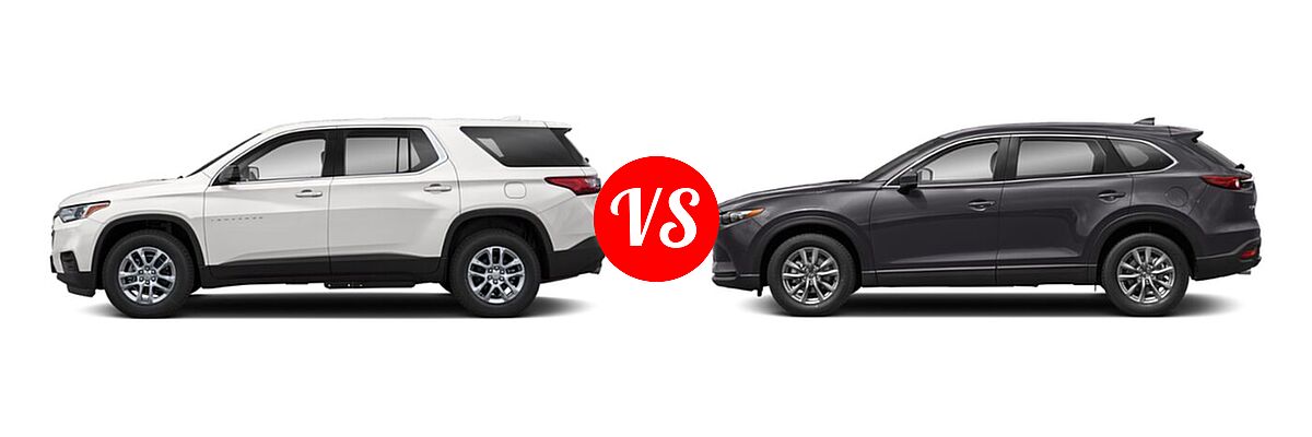 2021 Chevrolet Traverse SUV L / LS vs. 2021 Mazda CX-9 SUV Sport - Side Comparison