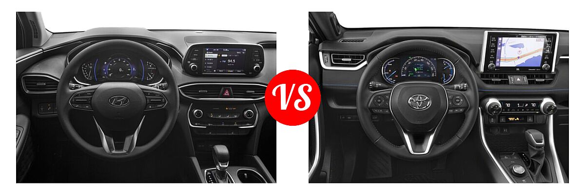 2020 Hyundai Santa Fe SUV SE / SE w/SULEV / SEL / SEL w/SULEV vs. 2020 Toyota RAV4 Hybrid SUV Hybrid XSE - Dashboard Comparison