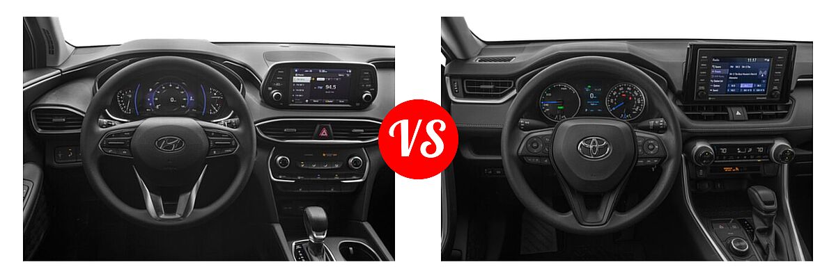 2020 Hyundai Santa Fe SUV SE / SE w/SULEV / SEL / SEL w/SULEV vs. 2020 Toyota RAV4 Hybrid SUV Hybrid LE - Dashboard Comparison