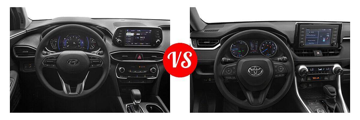 2020 Hyundai Santa Fe SUV SE / SE w/SULEV / SEL / SEL w/SULEV vs. 2020 Toyota RAV4 Hybrid SUV Hybrid XLE - Dashboard Comparison