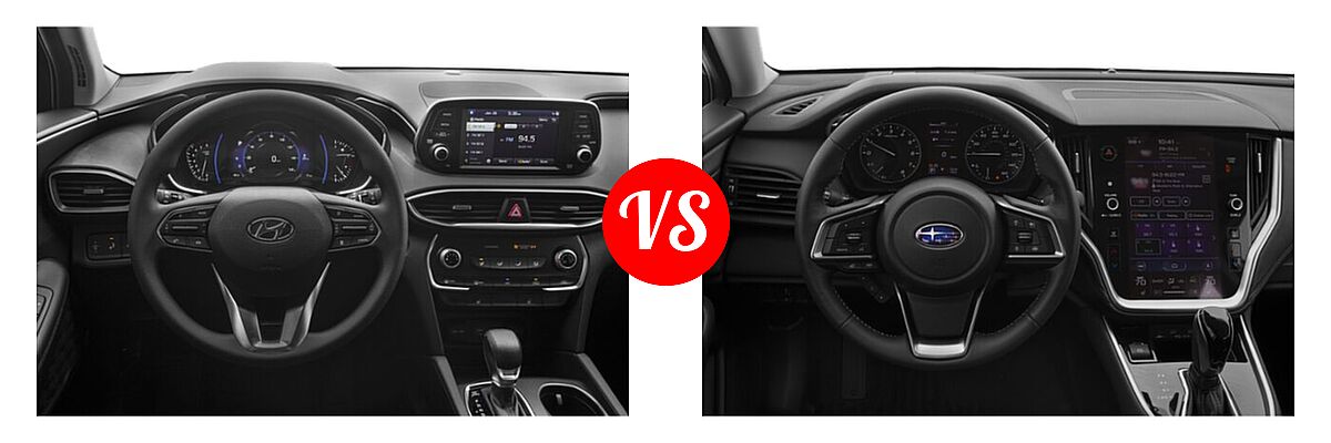 2020 Hyundai Santa Fe SUV SE / SE w/SULEV / SEL / SEL w/SULEV vs. 2020 Subaru Outback SUV CVT / Limited / Limited XT / Onyx Edition XT / Premium / Touring / Touring XT - Dashboard Comparison
