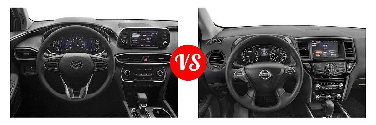 2020 Hyundai Santa Fe SUV SE / SE w/SULEV / SEL / SEL w/SULEV vs. 2020 Nissan Pathfinder SUV S - Dashboard Comparison