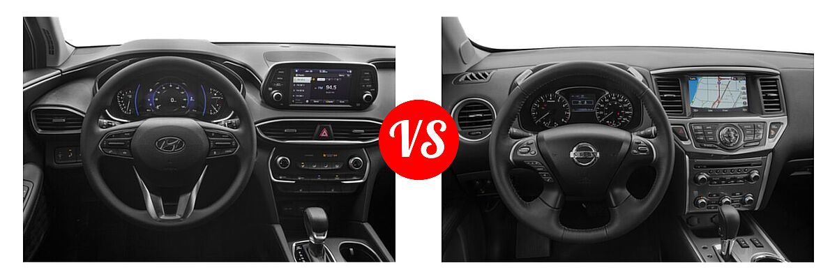 2020 Hyundai Santa Fe SUV SE / SE w/SULEV / SEL / SEL w/SULEV vs. 2020 Nissan Pathfinder SUV SL / SV - Dashboard Comparison