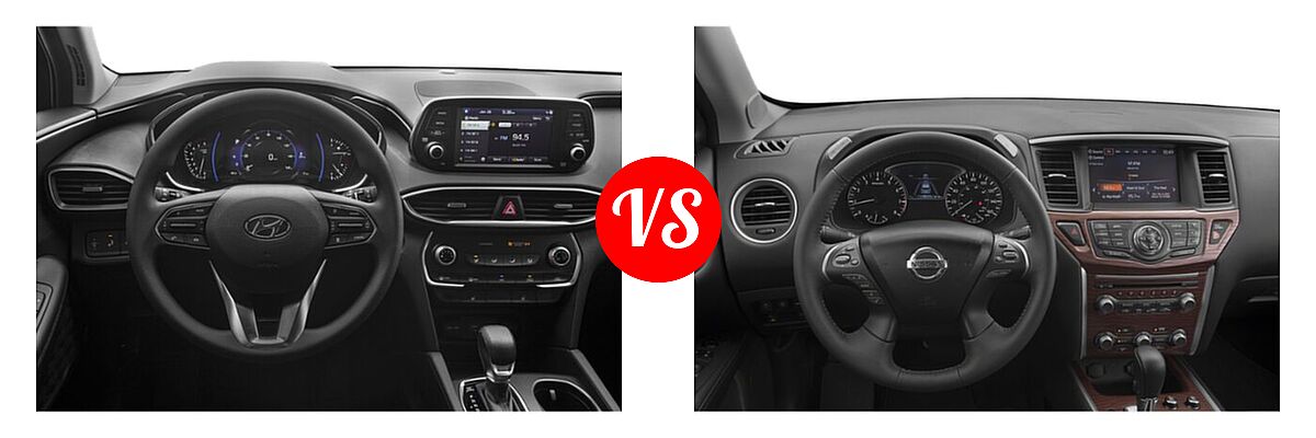 2020 Hyundai Santa Fe SUV SE / SE w/SULEV / SEL / SEL w/SULEV vs. 2020 Nissan Pathfinder SUV Platinum - Dashboard Comparison
