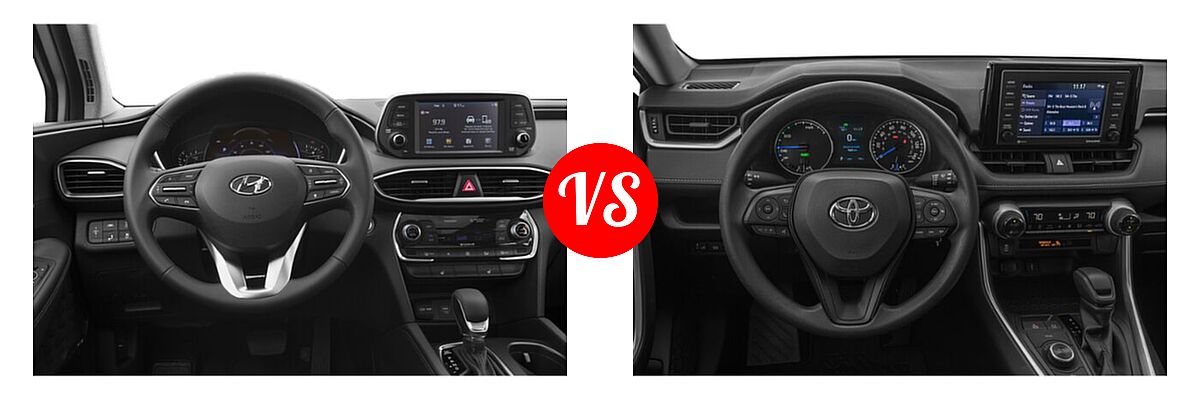 2020 Hyundai Santa Fe SUV Limited / Limited w/SULEV / SEL vs. 2020 Toyota RAV4 Hybrid SUV Hybrid LE - Dashboard Comparison