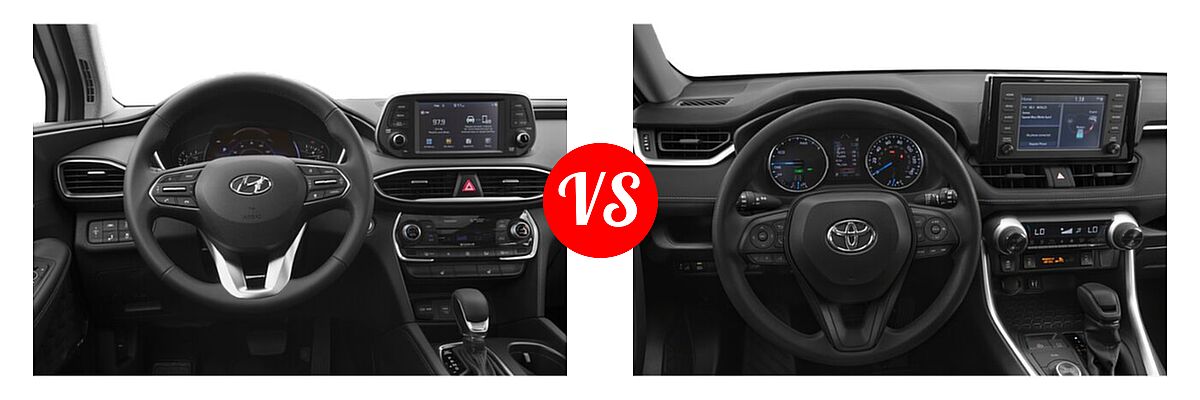 2020 Hyundai Santa Fe SUV Limited / Limited w/SULEV / SEL vs. 2020 Toyota RAV4 Hybrid SUV Hybrid XLE - Dashboard Comparison