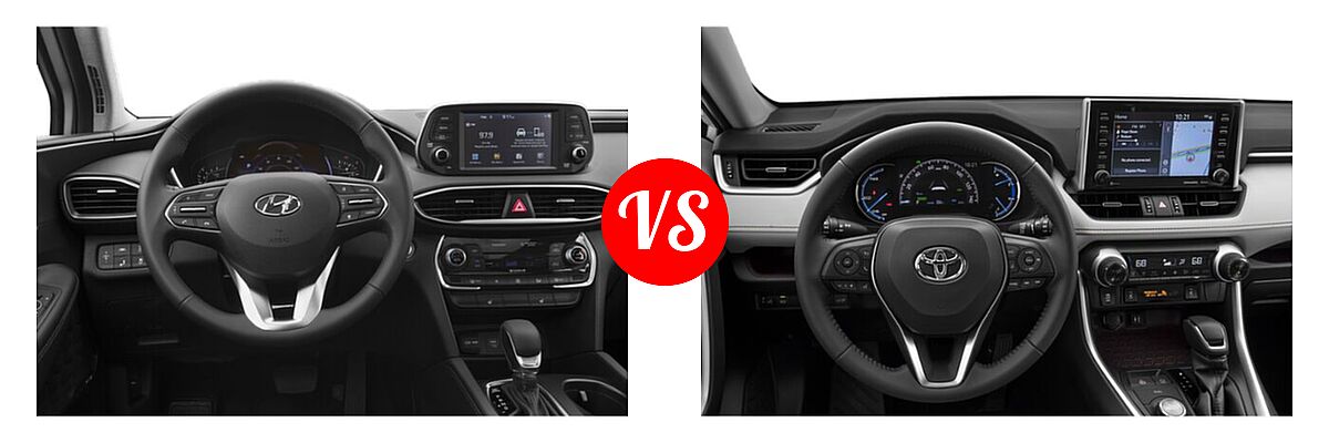 2020 Hyundai Santa Fe SUV Limited / Limited w/SULEV / SEL vs. 2020 Toyota RAV4 Hybrid SUV Hybrid Limited - Dashboard Comparison
