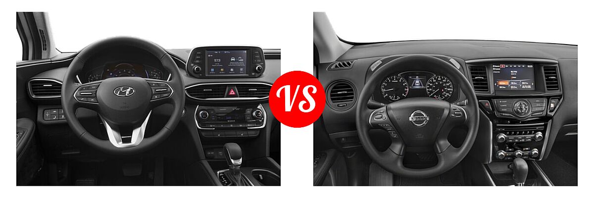 2020 Hyundai Santa Fe SUV Limited / Limited w/SULEV / SEL vs. 2020 Nissan Pathfinder SUV S - Dashboard Comparison