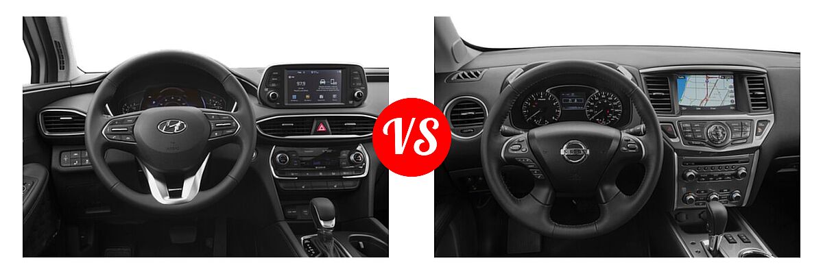 2020 Hyundai Santa Fe SUV Limited / Limited w/SULEV / SEL vs. 2020 Nissan Pathfinder SUV SL / SV - Dashboard Comparison
