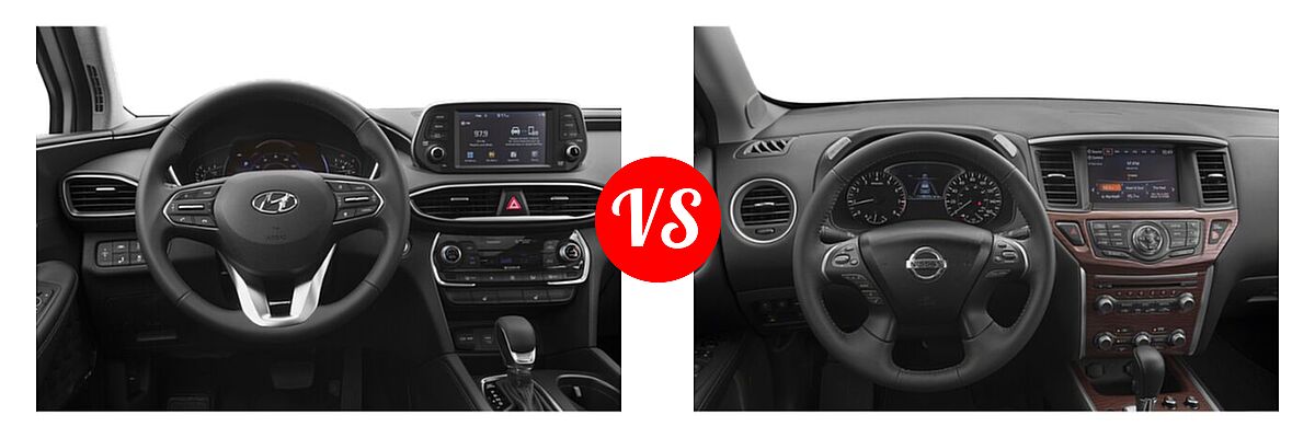 2020 Hyundai Santa Fe SUV Limited / Limited w/SULEV / SEL vs. 2020 Nissan Pathfinder SUV Platinum - Dashboard Comparison