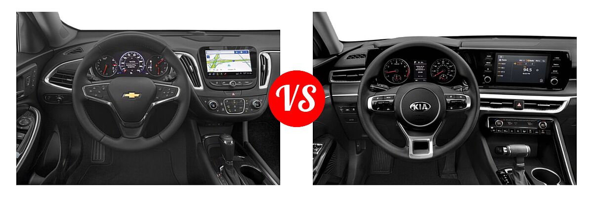 2021 Chevrolet Malibu Sedan Premier vs. 2021 Kia K5 Sedan GT / LX / LXS - Dashboard Comparison