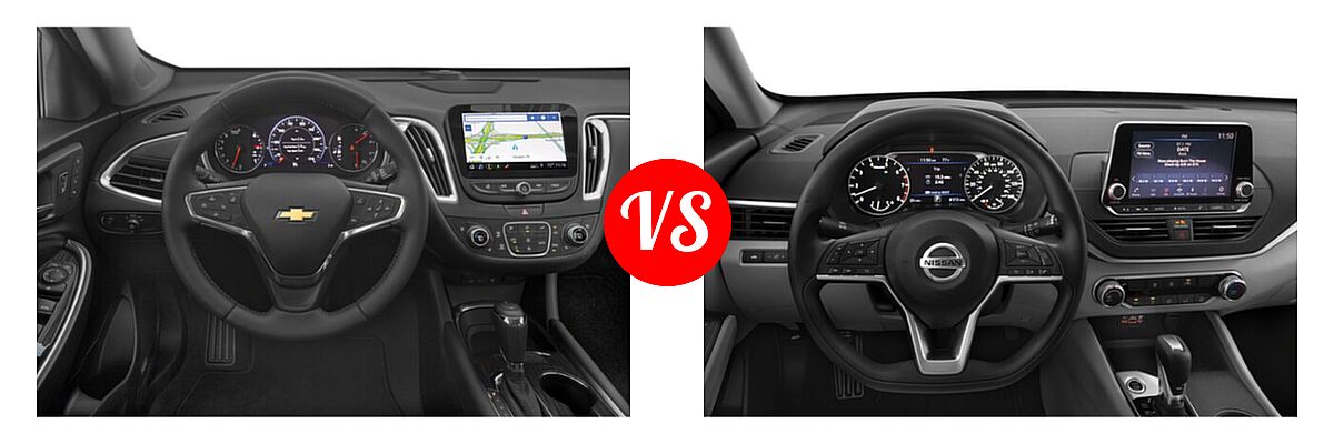 2021 Chevrolet Malibu Sedan Premier vs. 2021 Nissan Altima Sedan 2.5 S - Dashboard Comparison