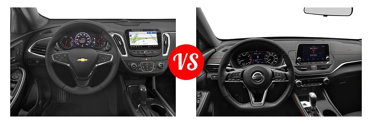 2021 Chevrolet Malibu Sedan Premier vs. 2021 Nissan Altima Sedan 2.0 SR / 2.5 SR - Dashboard Comparison