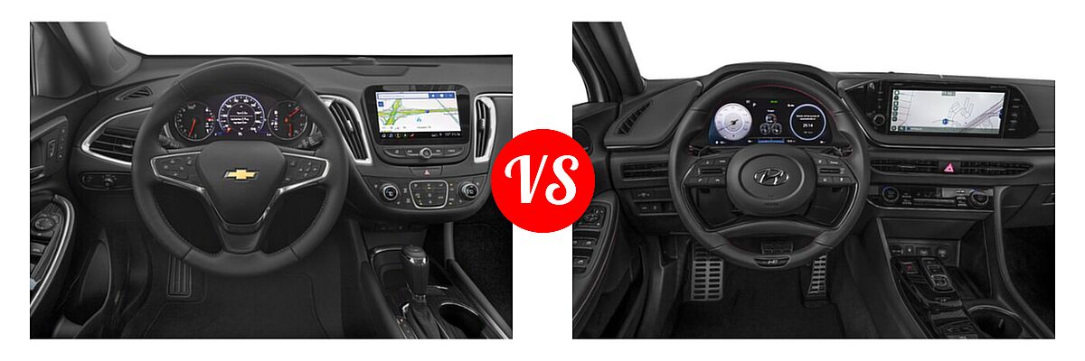 2021 Chevrolet Malibu Sedan Premier vs. 2021 Hyundai Sonata Sedan N Line - Dashboard Comparison