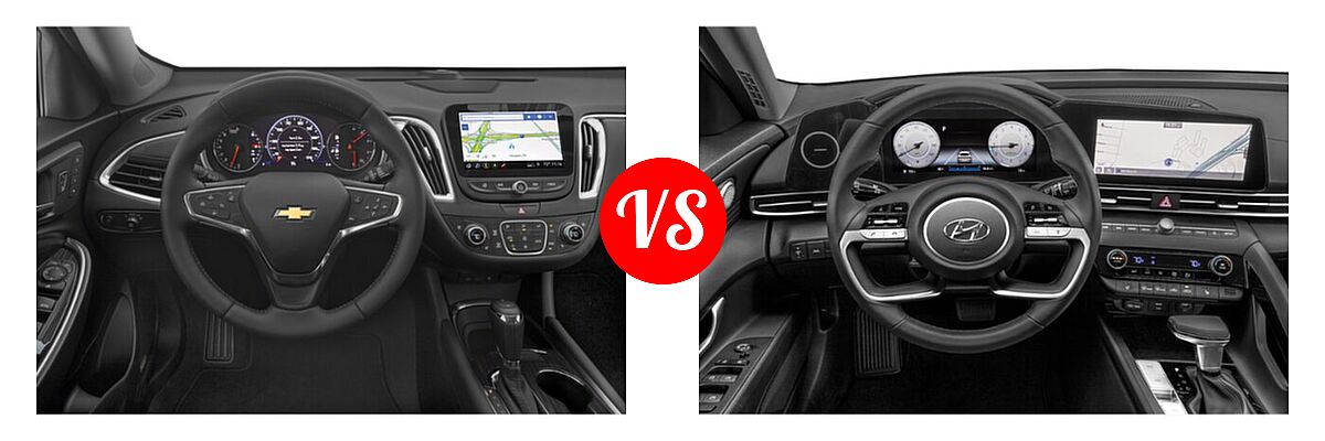 2021 Chevrolet Malibu Sedan Premier vs. 2021 Hyundai Elantra Sedan Limited / N Line / SE - Dashboard Comparison