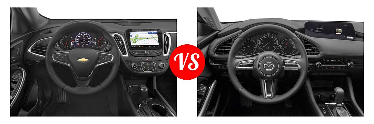 2021 Chevrolet Malibu Sedan Premier vs. 2021 Mazda 2 Sedan 2.5 Turbo Premium Plus - Dashboard Comparison