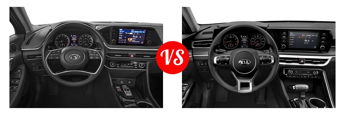 2021 Hyundai Sonata Sedan SEL / SEL Plus vs. 2021 Kia K5 Sedan GT / LX / LXS - Dashboard Comparison