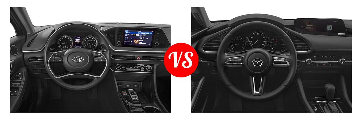 2021 Hyundai Sonata Sedan SEL / SEL Plus vs. 2021 Mazda 2 Sedan Preferred - Dashboard Comparison