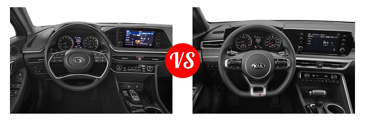 2021 Hyundai Sonata Sedan SEL / SEL Plus vs. 2021 Kia K5 Sedan GT-Line - Dashboard Comparison