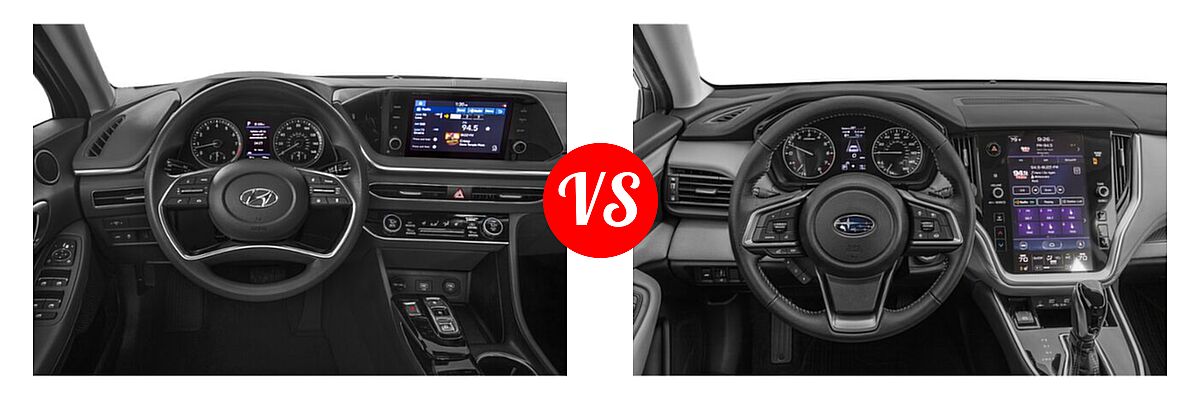 2021 Hyundai Sonata Sedan SEL / SEL Plus vs. 2021 Subaru Legacy Sedan Premium - Dashboard Comparison