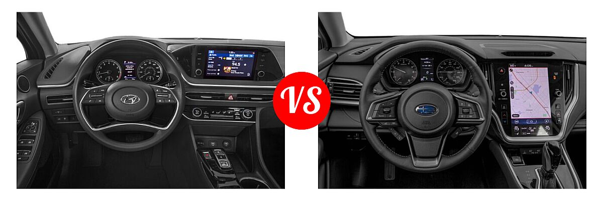 2021 Hyundai Sonata Sedan SEL / SEL Plus vs. 2021 Subaru Legacy Sedan Limited - Dashboard Comparison