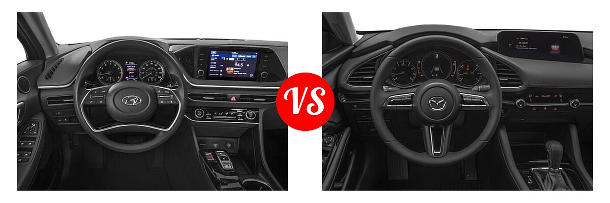 2021 Hyundai Sonata Sedan SEL / SEL Plus vs. 2021 Mazda 2 Sedan Select - Dashboard Comparison