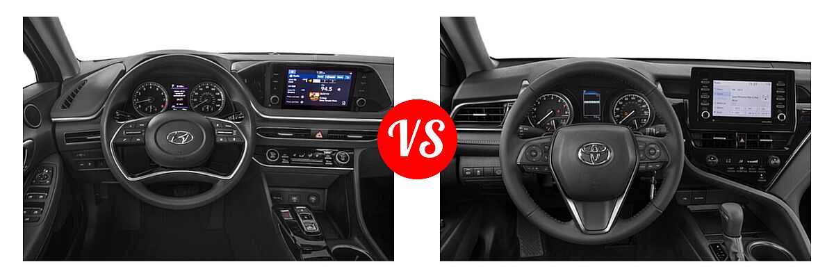 2021 Hyundai Sonata Sedan SEL / SEL Plus vs. 2021 Toyota Camry Sedan SE - Dashboard Comparison